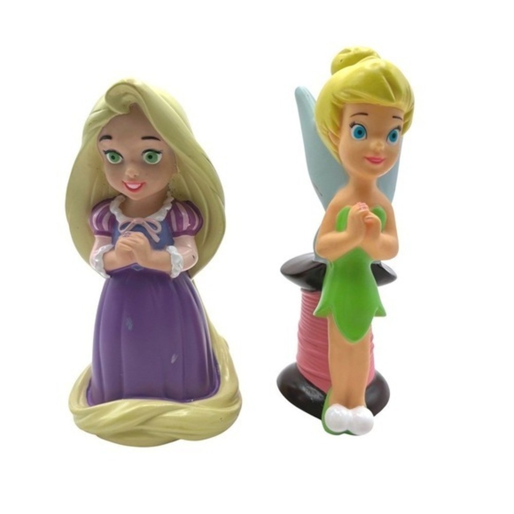 Disney Parks Princess Squeeze Bath Toys Rapunzel Tangled & Tinker Bell Spool
